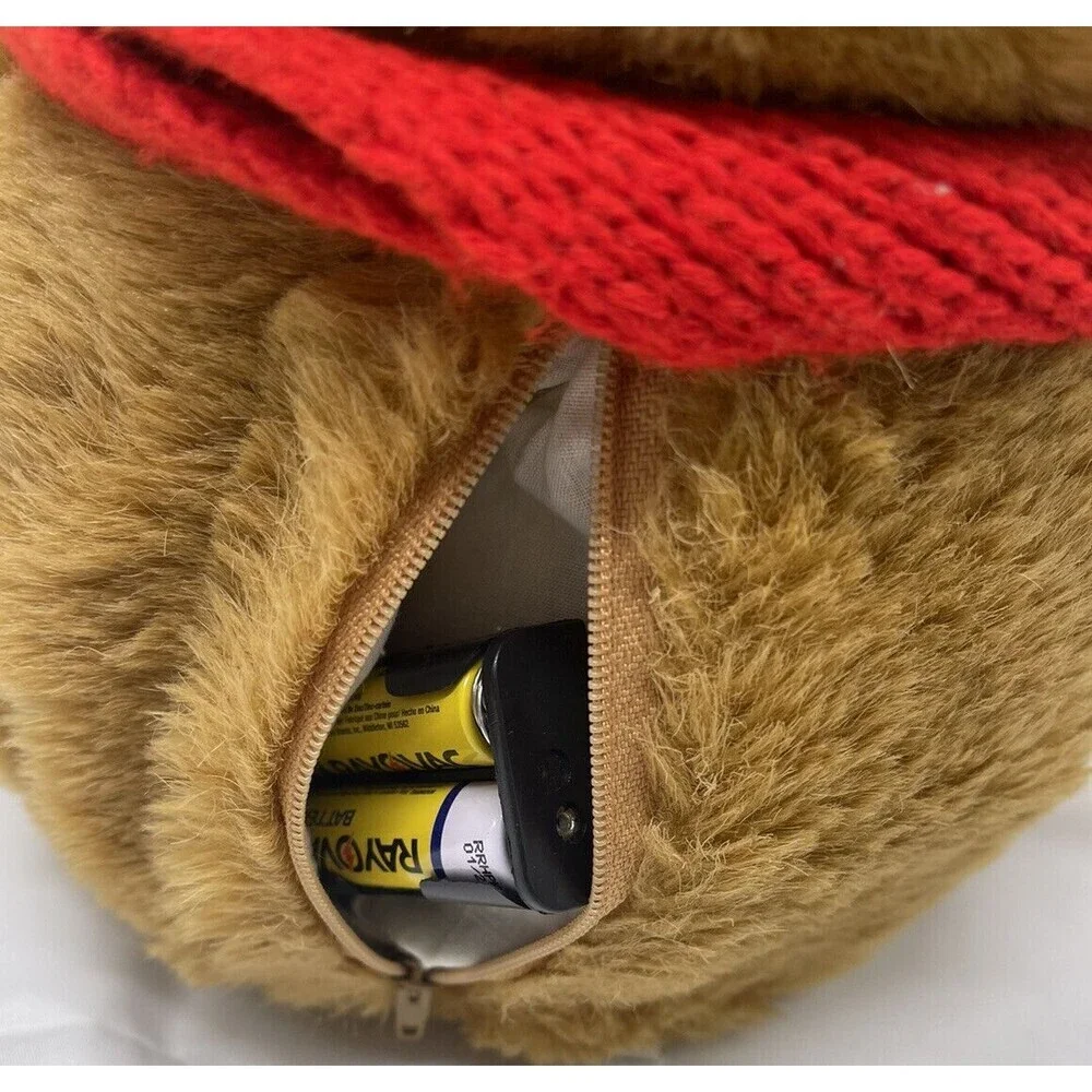 VINTAGE 1986 IPM BROWN MUSICAL CHRISTMAS TEDDY BEAR SCARF STUFFED ANIMAL 16